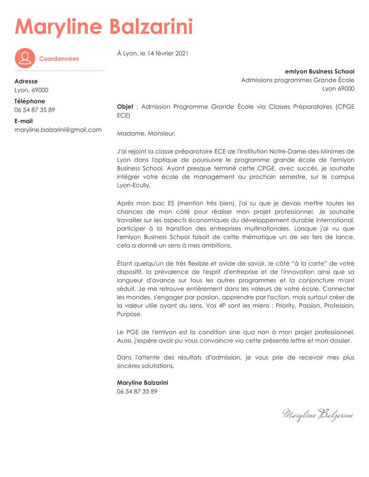 Lettre De Motivation Ecole De Commerce