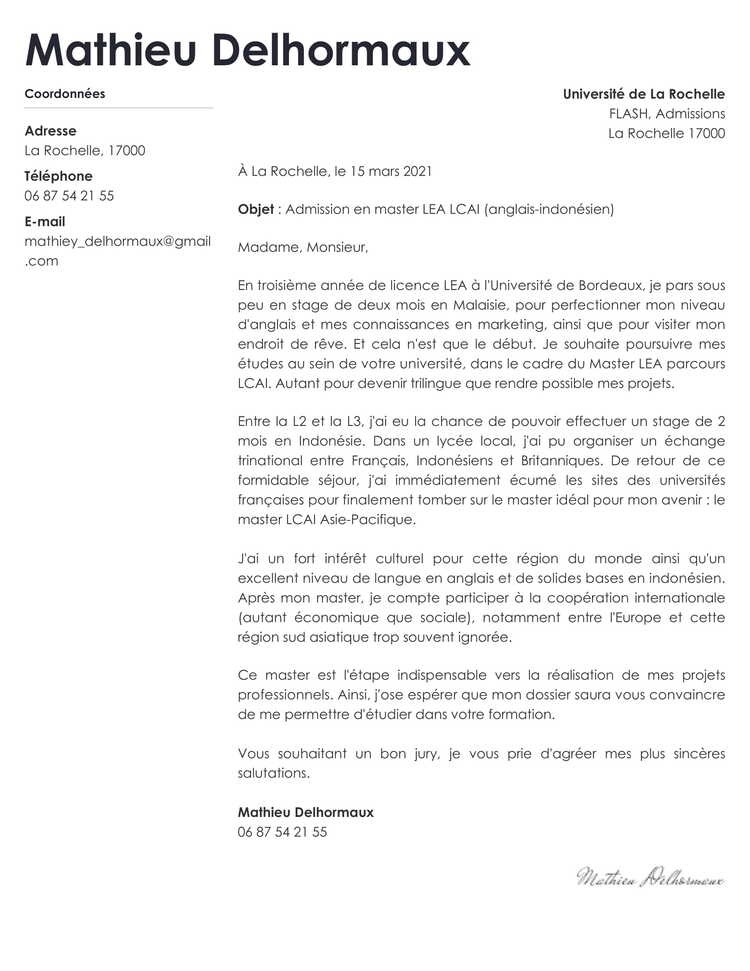 Exemple lettre de motivation afdas