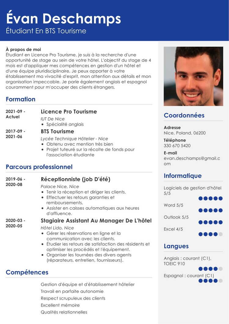 Mod Le De Cv Simple Efficace Et Classique Exemples