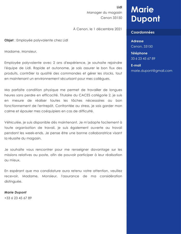 Police lettre de motivation quelle police et taille d