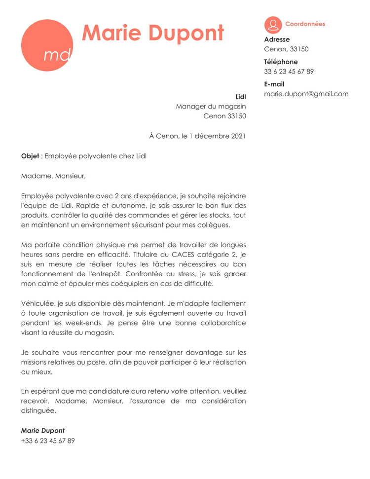 Police lettre de motivation  quelle police et taille d'écriture