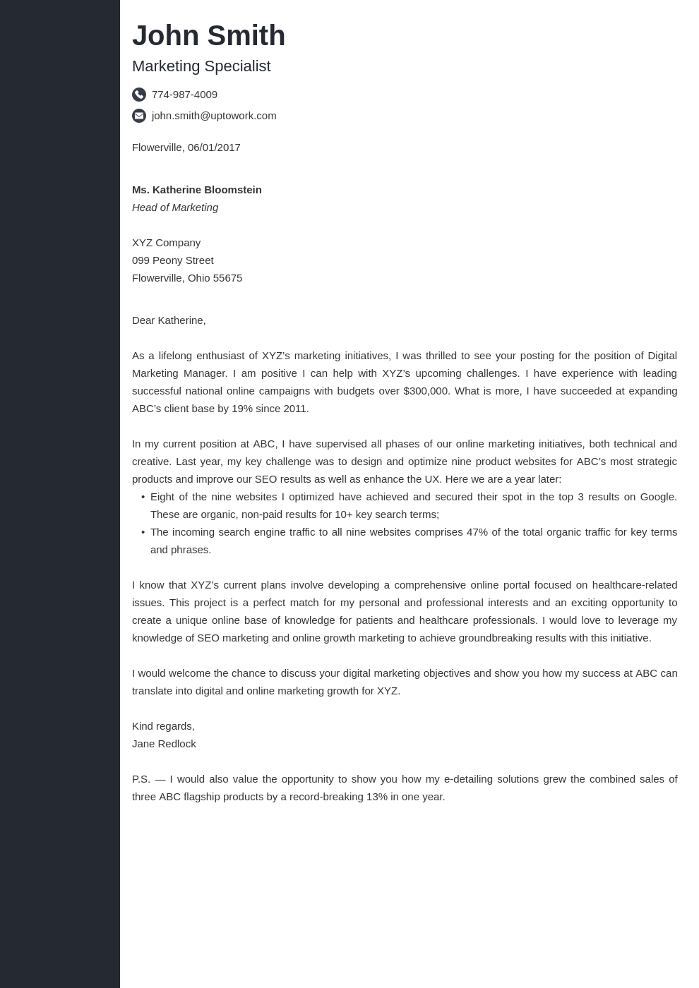 Modèle de lettre de motivation professionnel Concept
