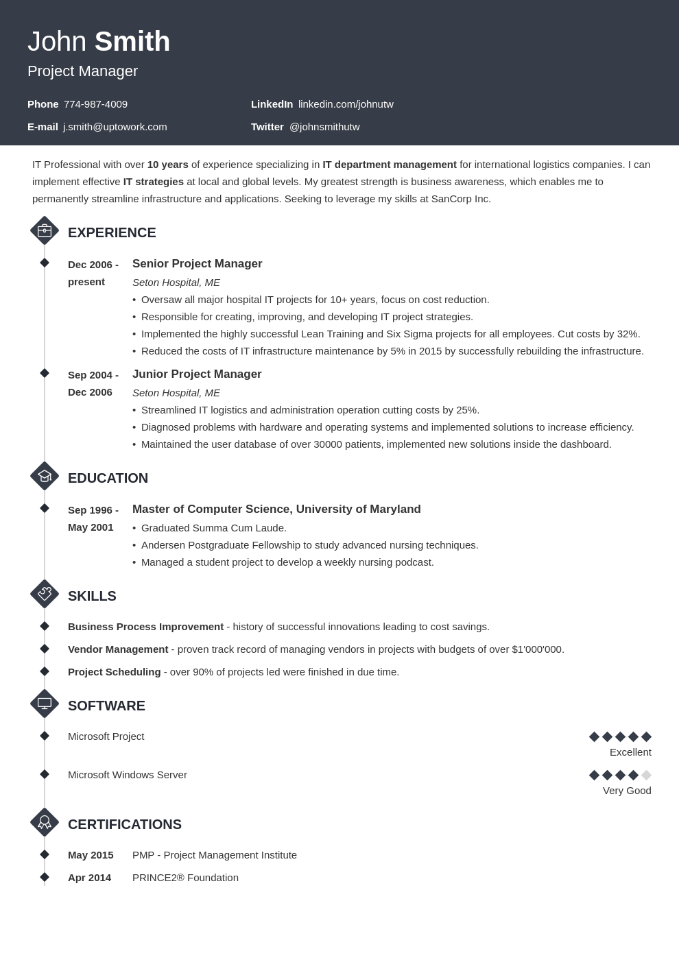 Modèle de CV professionnel Diamond