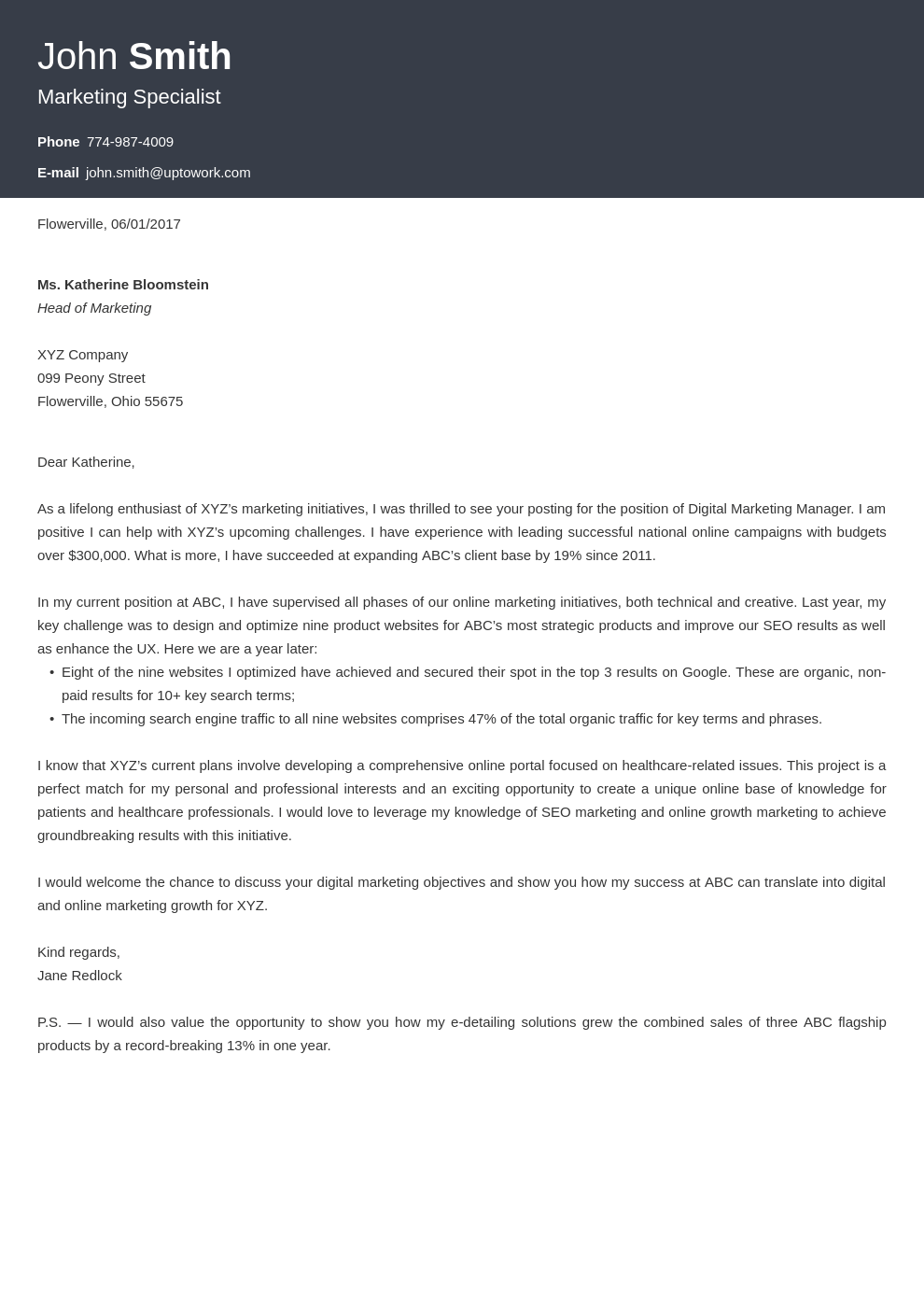 Modèle de lettre de motivation professionnel Diamond