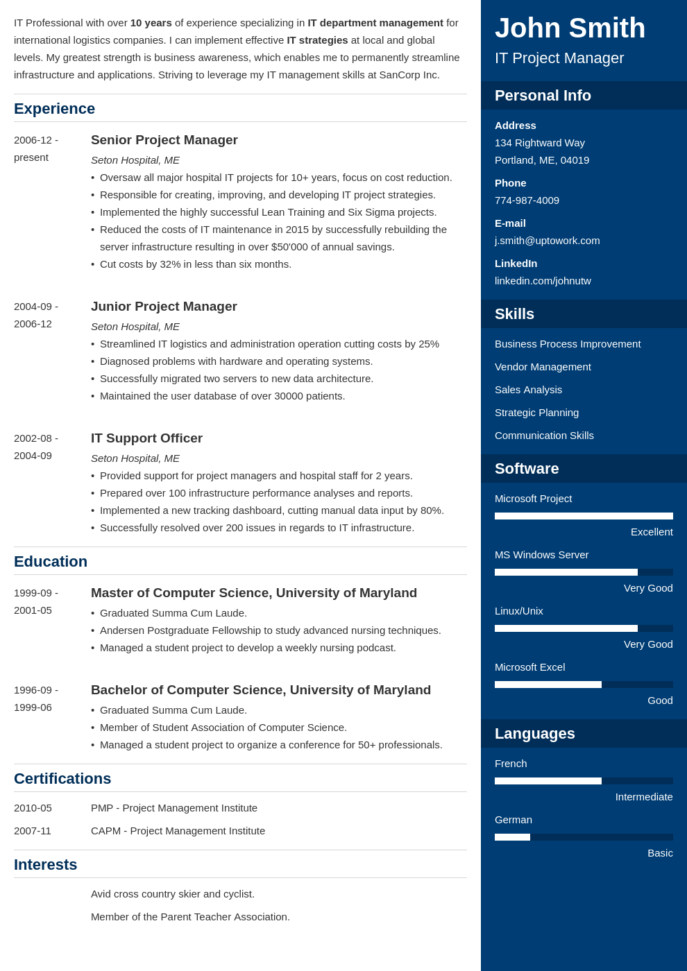 Modèle de CV professionnel Enfold
