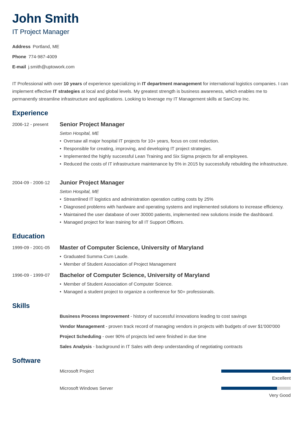 Modèle de CV professionnel Minimo