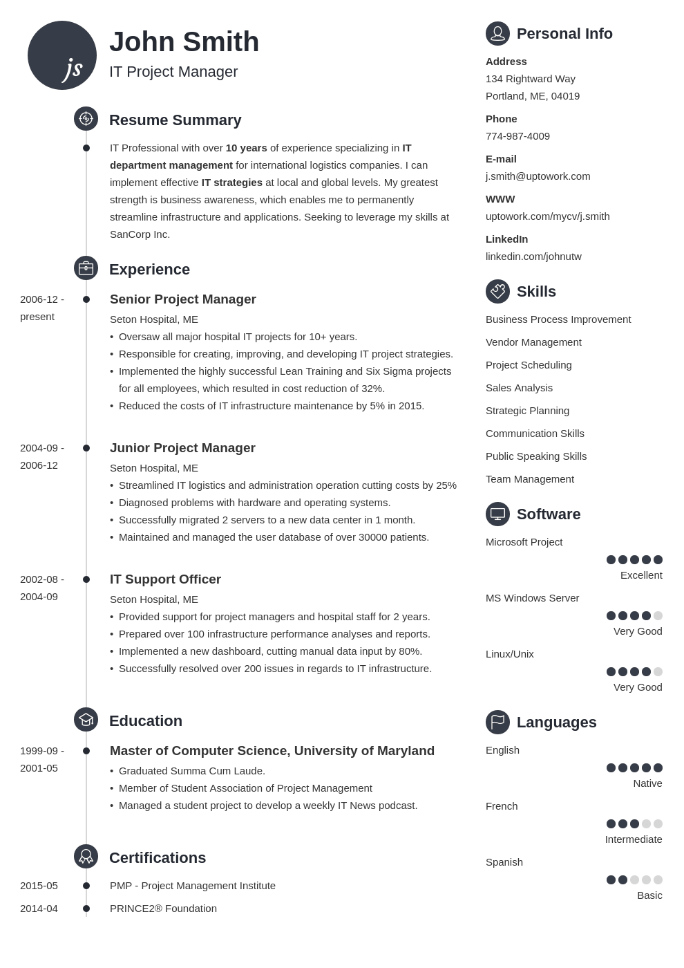 Modèle de CV professionnel Primo